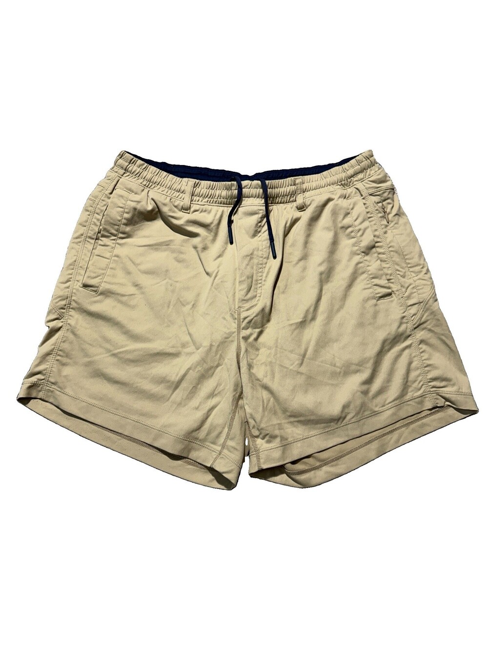 Birddogs Gym Shorts Mens XL Khaki Lined Drawstring Zipper Pockets Stretch